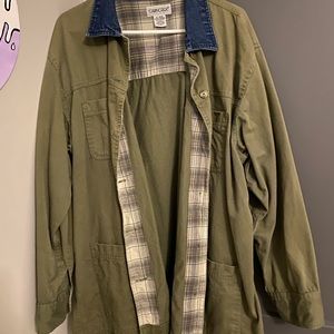 Olive green button up jacket